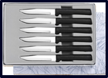 Six Serrated Steak Knives Gift Set by Rada Cutlery  - Black SS Resin*