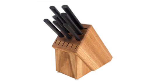 Essential Oak Block Set Black Handles