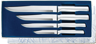 Wedding Register 4 Knife Gift Set by Rada Cutlery - Brushed Aluminum