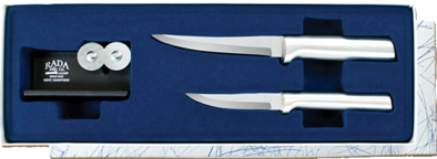 2 Paring Knife & Sharpener Gift Set by Rada Cutlery-Brushed Aluminum