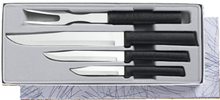 Prepare,Carve 3 Knife & Fork Gift Set by Rada Cutlery -Black SS Resin*