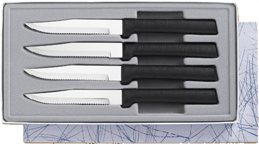 Four Serrated Steak Knives Gift Set by Rada Cutlery - Black SS Resin*