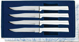 Four Serrated Steak Knives Gift Set by Rada Cutlery - Brushed Aluminum